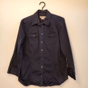 Old Navy Black Button Up Long Sleeve Shirt Women's US Large